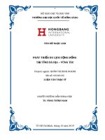 Luận văn thạc sĩ phát triển du lịch cộng đồng tại tỉnh Bà Rịa - Vũng Tàu