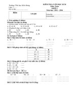 KIỂM TRA CUỐI HỌC KÌ II Môn: Toán lớp 1