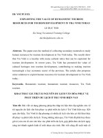 KHAI THÁC GIÁ TRỊ tài NGUYÊN DU LỊCH văn hóa PHỤC vụ PHÁT TRIỂN DU LỊCH ở TRÀ VINH HIỆN NAY