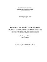 Kiểm soát nội bộ quy trình đấu thầu mua vật tư, hóa chất tại trung tâm y tế huyện vĩnh thạnh, tỉnh bình định 