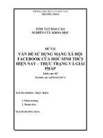 KHKT VẤN ĐỀ SỬ DỤNG MẠNG XÃ HỘI FACEBOOK CỦA HỌC SINH THCS HIỆN NAY – THỰC TRẠNG VÀ GIẢI PHÁP
