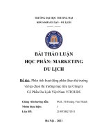 Bài thảo luận đề tài PHÂN TÍCH HOẠT ĐỘNG PHÂN ĐOẠN THỊ TRƯỜNG VÀ LỰA CHỌN THỊ TRƯỜNG MỤC TIÊU TẠI CÔNG TY CỔ PHẦN DU LỊCH VIỆT NAM VITOURS