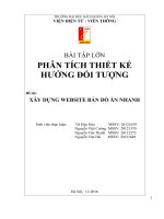 BÀI TẬP LỚN PHÂN TÍCH THIẾT KẾ HƯỚNG ĐỐI TƯỢNG Đề tài: XÂY DỰNG WEBSITE BÁN ĐỒ ĂN NHANH
