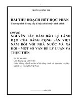 TIỂU LUẬN TCCT   NGUYÊN tắc đảm bảo sự LÃNH đạo của ĐẢNG CỘNG sản VIỆT NAM đối với NHÀ nước và xã hội   một số vấn đề lý LUẬN và THỰC TIỄN