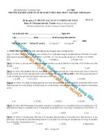 KỲ THI TRƯỜNG ĐẠI HỌC KINH TẾ TP HCM KẾT THÚC HỌC PHẦN - ĐẠI HỌC CHÍNH QUY Đề thi mơn: LÝ THUYẾT XÁC SUẤT VÀ THỐNG KÊ TOÁN