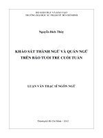 KHẢO SÁT THÀNH NGỮ VÀ QUÁN NGỮ TRÊN BÁO TUỔI TRẺ CUỐI TUẦN LUẬN VĂN THẠC SĨ NGÔN NGỮ