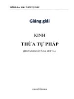 GIẢNG GIẢI KINH THỪA TỰ PHÁP (DHAMMADĀYĀDA SUTTA)