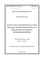 Quản lý nhà nước đối với các cơ sở giáo dục mầm non ngoài công lập trên địa bàn quận hải an, thành phố hải phòng 