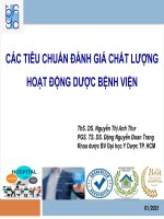 CÁC TIÊU CHUẨN ĐÁNH GIÁ CHẤT LƯỢNG HOẠT ĐỘNG DƯỢC BỆNH VIỆN ThS DS Nguyễn Thị Anh Thư PGS TS DS Đặng Nguyễn Đoan Trang Khoa dược BV Đại học Y Dược TP HCM