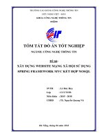 TÓM TẮT ĐỒ ÁN TỐT NGHIỆP NGÀNH: CÔNG NGHỆ THÔNG TIN Đề tài: XÂY DỰNG WEBSITE MẠNG XÃ HỘI SỬ DỤNG SPRING FRAMEWORK MVC KẾT HỢP NOSQL