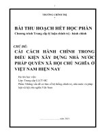 TIỂU LUẬN TCCT   cải CÁCH HÀNH CHÍNH TRONG điều KIỆN xây DỰNG NHÀ nước PHÁP QUYỀN xã hội CHỦ NGHĨA ở VIỆT NAM HIỆN NAY