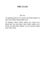 sứ mệnh giai cấp công nhân và giai cấp công nhân hiện nay. Từ phong trào công nhân áo vàng của pháp rút ra bài học cho công nhân các nước chủ nghĩa xã hội chủ nghĩa và các đảng cộng sản Việt Nam