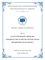 Các yếu tố ảnh hưởng đến ý định lựa chọn trường đại học ở khu vực miền nam (việt nam) có đào tạo khối ngành kinh tế của học sinh lớp 12