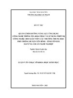 Quản lí bồi dưỡng năng lực ứng dụng công nghệ thông tin, khai thác và sử dụng thiết bị công nghệ cho giáo viên các trường trung học phổ thông huyện yên bình, tỉnh yên bái đáp ứng chuẩn nghề nghiệp 