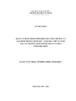Quản lý hoạt động phối hợp giữa nhà trường và gia đình trong chăm sóc   giáo dục trẻ 5 6 tuổi tại các trường mầm non huyện tủa chùa tỉnh điện biên 