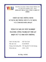 THIẾT KẾ NHÀ THÔNG MINH SỬ DỤNG HỆ THỐNG MỞ CỬA TỰ ĐỘNG VÀ CẢNH BÁO HỎA HOẠN .TÓM TẮT ĐỒ ÁN TỐT NGHIỆP NGÀNH: CÔNG NGHỆ KỸ THUẬT