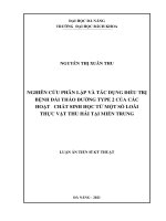 Nghiên cứu phân lập và tác dụng điều trị bệnh đái tháo đường type 2 của các hoạt chất sinh học từ một số loại thực vật thu hái tại miền trung 