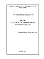 BÁO CÁO ĐỀ TÀI: ỨNG DỤNG MẠNG NƠRON NHÂN TẠO VÀO BÀI TOÁN DỰ BÁO Chủ nhiệm Đề tài: TS Nguyễn Chính Kiên.