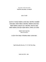 Quản lý hoạt động giáo dục hướng nghiệp cho học sinh theo chương trình giáo dục phổ thông 2018 ở các trường trung học phổ thông huyện nậm nhùn, tỉnh lai châu 