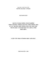 Quản lý hoạt động trải nghiệm theo chương trình giáo dục phổ thông 2018 ở các trường phổ thông dân tộc bán trú trung học cơ sở huyện tủa chùa, tỉnh điện biên 