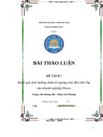 ĐÁNH GIÁ ẢNH HƯỞNG NHÂN TỐ QUẢNG CÁO ĐẾN TIÊU THỤ CỦA DOANH NGHIỆP DUREX