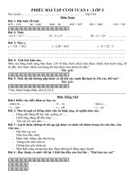 PHIẾU BÀI TẬP CUỐI TUẦN TOÁN 1  LỚP 3