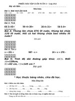 PHIỀU BÀI TẬP CUỐI TUẦN 3  LỚP 3