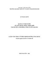 Quản lý nhà nước về xây dựng nông thôn mới tại huyện lâm bình, tỉnh tuyên quang 