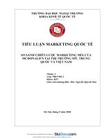 SO SÁNH CHIẾN LƯỢC MARKETING MIX CỦA MCDONALD’S TẠI THỊ TRƯỜNG MỸ, TRUNG QUỐC VÀ VIỆT NAM
