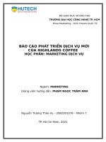 BÁO CÁO PHÁT TRIỂN DỊCH VỤ MỚI CỦA HIGHLANDS COFFEE 