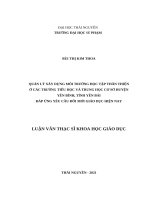 Quản lý xây dựng môi trường học tập thân thiện ở các trường tiểu học và trung học cơ sở huyện yên bình, tỉnh yên bái đáp ứng yêu cầu đổi mới giáo dục hiện nay 