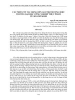 Các nhân tố tác động đến giá trị thương hiệu trường Đại học Công nghiệp Thực phẩm Tp. Hồ Chí Minh