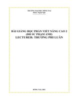 BÀI GIẢNG HỌC PHẦN VIẾT NÂNG CAO 2 (đh SƯ PHẠM ANH) 