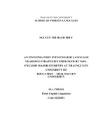 Aninvestigation into english language learning strategies employed by non english major students at thai nguyen university of education   thai nguyen university 