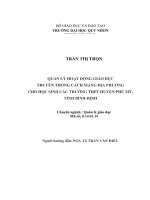 Quản lý hoạt động giáo dục truyền thống cách mạng địa phương cho học sinh các trường THPT huyện phù mỹ, tỉnh bình định 