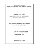 Tiểu luận Quản lý nhà nước về Tài chính công nâng cao: Quản lý thu ngân sách nhà nước trên địa bàn  huyện Phù Cát, tỉnh Bình Định