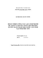 Hoàn thiện công tác lập, chấp hành dự toán và quyết toán chi thường xuyên ngân sách nhà nước cấp tỉnh tại tỉnh phú yên 