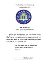 Xác lập thị trường mục tiêu của một doanh nghiệp kinh doanh cụ thể. Phân tích nội dung các quyết định quản trị sản phẩm và mối quan hệ giữa nó với các quyết định quản trị khác trong marketing mix nhằm thích ứng với thị trường mục tiêu