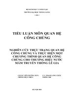 Nghiên cứu thực trạng quan hệ công chúng và thực hiện một chương trình quan hệ công chúng cho thương hiệu nước mắm truyền thống Lê Gia