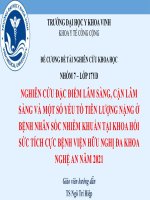 NGHIÊN CỨU ĐẶC ĐIỂM LÂM SÀNG, CẬN LÂM SÀNG VÀ MỘT SỐ YẾU TỐ TIÊN LƯỢNG NẶNG Ở BỆNH NHÂN SỐC NHIỄM KHUẨN TẠI KHOA HỒI SỨC TÍCH CỰC BỆNH VIỆN HỮU NGHỊ ĐA KHOA NGHỆ AN NĂM 2021