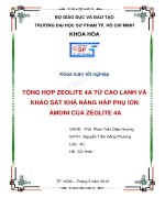 Khóa luận tốt nghiệp  TỔNG HỢP ZEOLITE 4A TỪ CAO LANH VÀ KHẢO SÁT KHẢ NĂNG HẤP PHỤ ION  AMONI CỦA ZEOLITE 4A