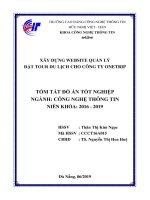 XÂY DỰNG WEBSITE QUẢN LÝ ĐẶT TOUR DU LỊCH CHO CÔNG TY ONETRIP .TÓM TẮT ĐỒ ÁN TỐT NGHIỆP NGÀNH: CÔNG NGHỆ THÔNG TIN