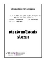 CÔNG TY CỔ PHẦN THỦY SẢN MEKONG MEKONGFISHERIES JOINT STOCK COMPANY BÁO CÁO THƯỜNG NIÊN ANNUAL REPORT 2018
