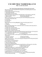 CÂU hỏi TRẮC NGHIỆM địa LÍ 10  PHỤC VỤ CHO VIỆC RA đề