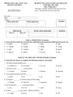 De DA khao sat giua ky 2 Tieng Anh 7 PGD Nam Truc 2015 2016