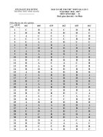 Dap an de thi thu thpt QG Ninh Giang L3