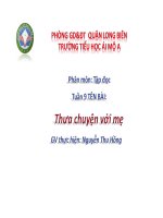Tuần 9 - Tập đọc - Bài : Thưa chuyện với mẹ - Thu Hồng