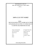 Một số giải pháp nâng cao hiệu quả sử dụng vốn kinh doanh tại công ty cổ phần đầu tư  thương mại thịnh phát hà nội 