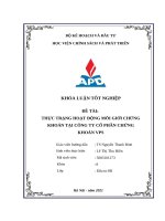 Thực trạng hoạt động môi giới chứng khoán tại công ty cổ phần chứng khoán VPS 