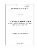 Vấn đề xây dựng đời sống văn hóa của dân tộc mông ở huyện quản bạ   tỉnh hà giang hiện nay 